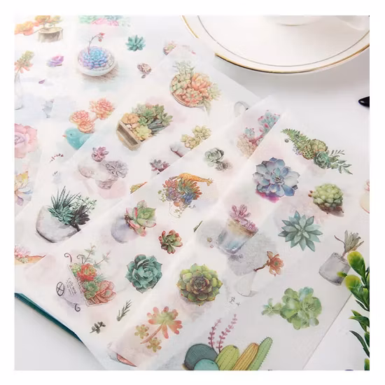 Autocollant personnalisé imperméable pour enfants, emballage de paquet de dessin animé mignon, coupe de baiser personnalisée, feuille d'autocollant imprimée